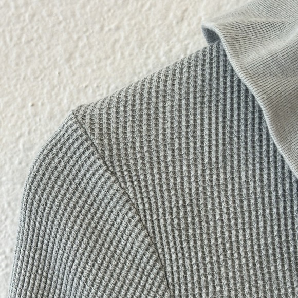 Sundance Waffle Knit Lace Cuff Cowlneck Top Womens M Gray Boho Thermal - Picture 5 of 8